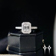 Anillo Moisanita estilo esmeralda - Plata 925