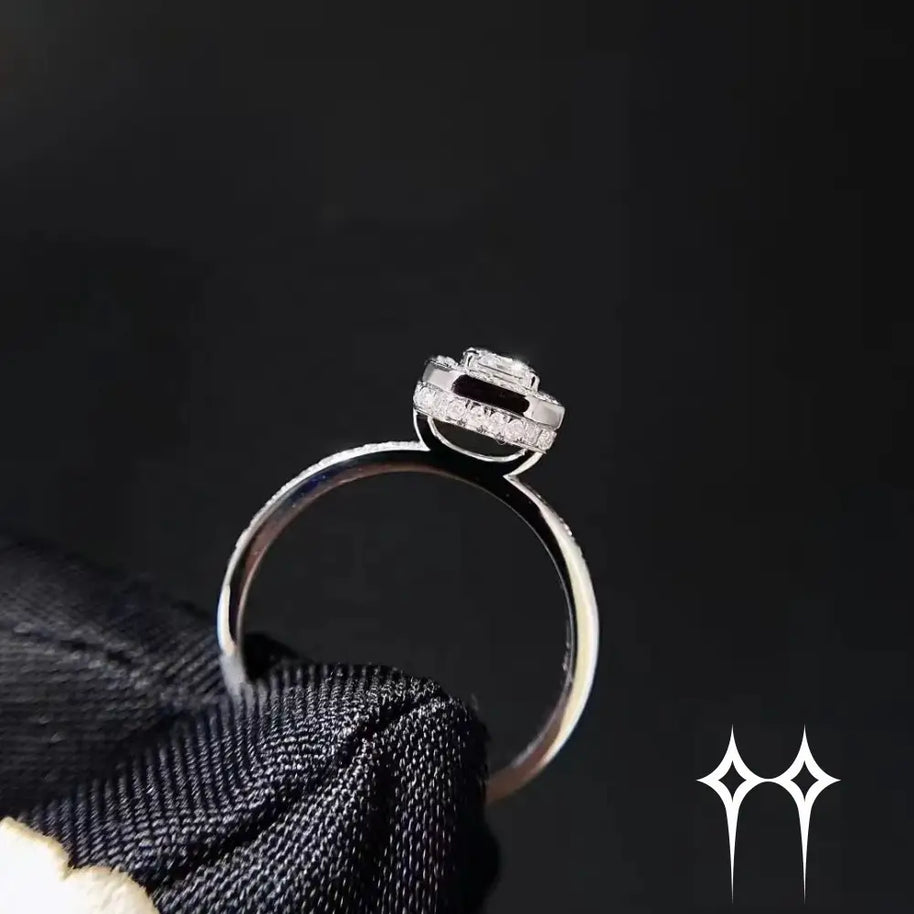 Anillo Moisanita estilo esmeralda - Plata 925