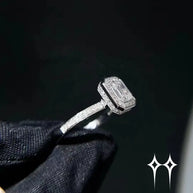 Anillo Moisanita estilo esmeralda - Plata 925