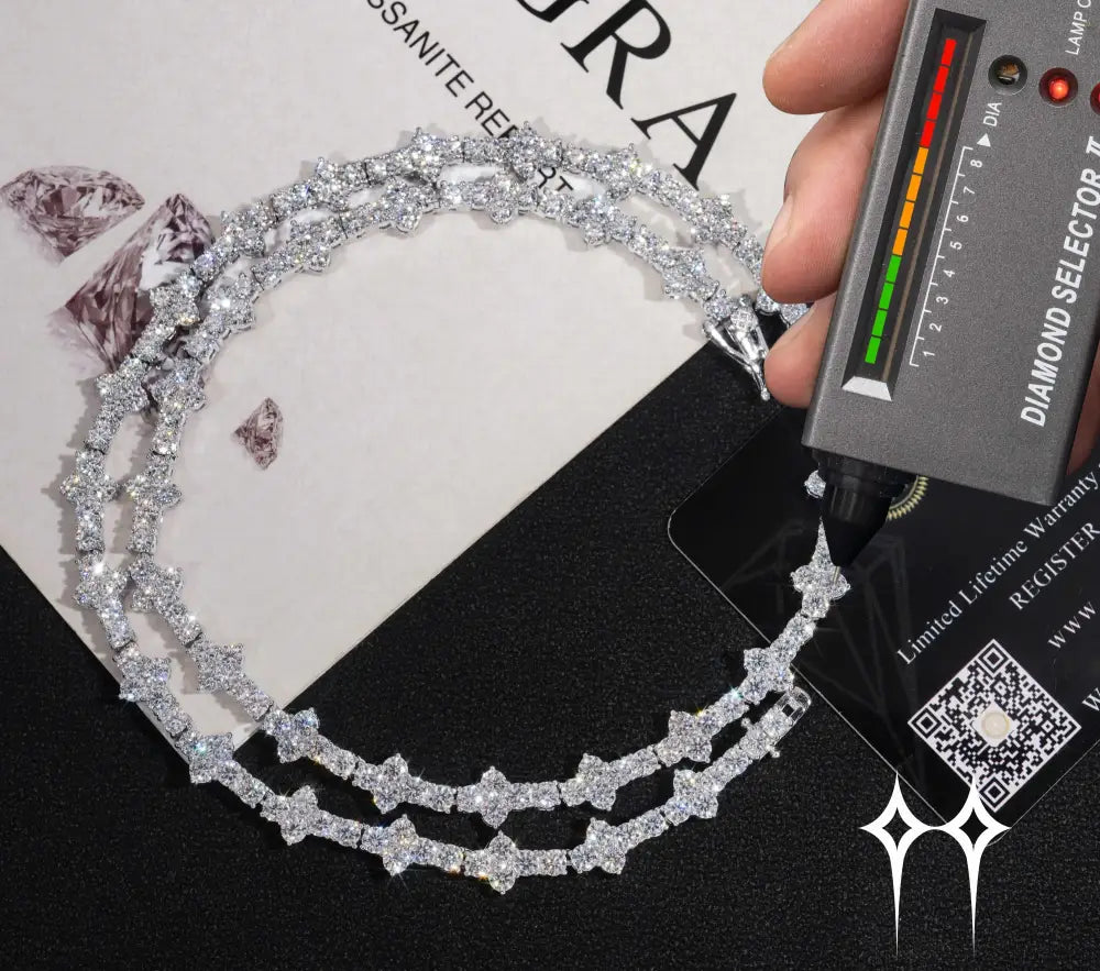 Cadena | Pulsera de Cruz con Diamantes Moisanita 3mm VVS de Plata 925