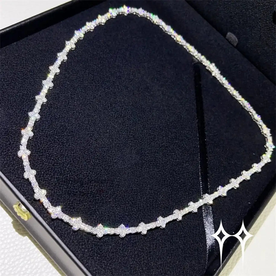 Cadena | Pulsera de Cruz con Diamantes Moisanita 3mm VVS de Plata 925