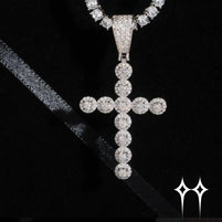 Colgante cruz de círculos moisanita - Plata 925