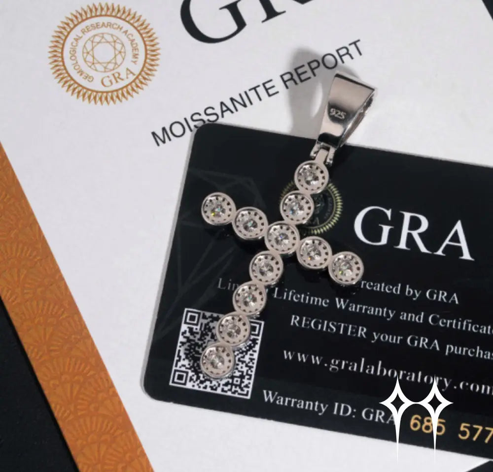 Colgante cruz de círculos moisanita - Plata 925