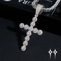 Colgante cruz de círculos moisanita - Plata 925