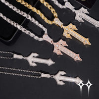 Colgante cruz VSS moisanita - Plata 925 Oro Rosa