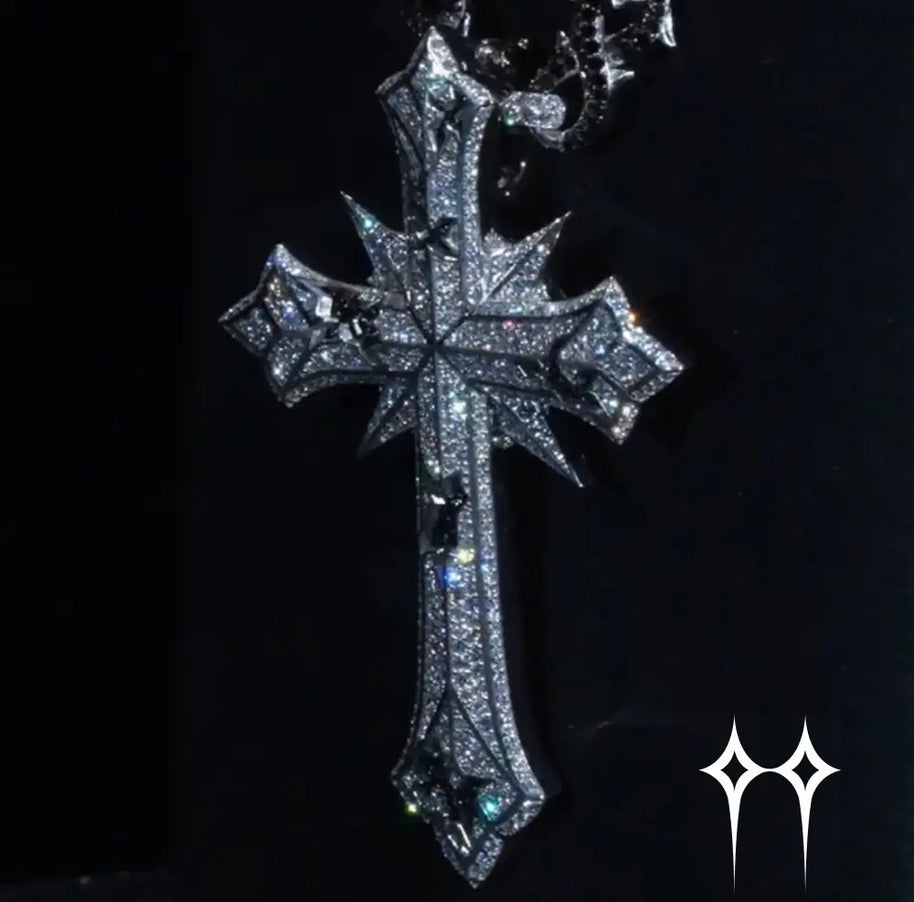 Colgante de cruz con puntas chapado en oro - Plata 925