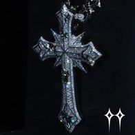 Colgante de cruz con puntas chapado en oro - Plata 925