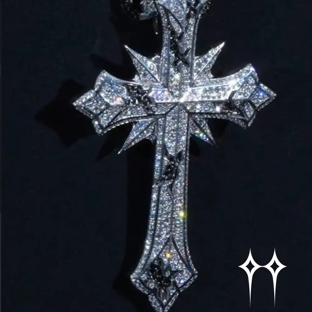 Colgante de cruz con puntas chapado en oro - Plata 925