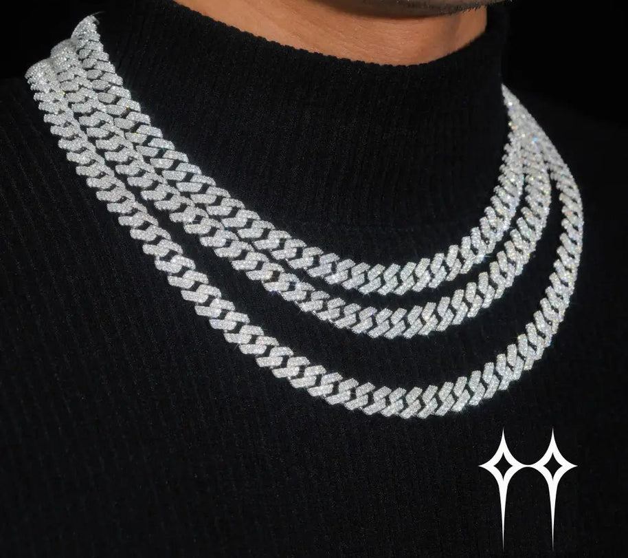 Ready to Ship 48H Shipping Pass Diamond Tester 925 Silver 10MM Two Row Regular Popular Moissanite Cuban Link Chain