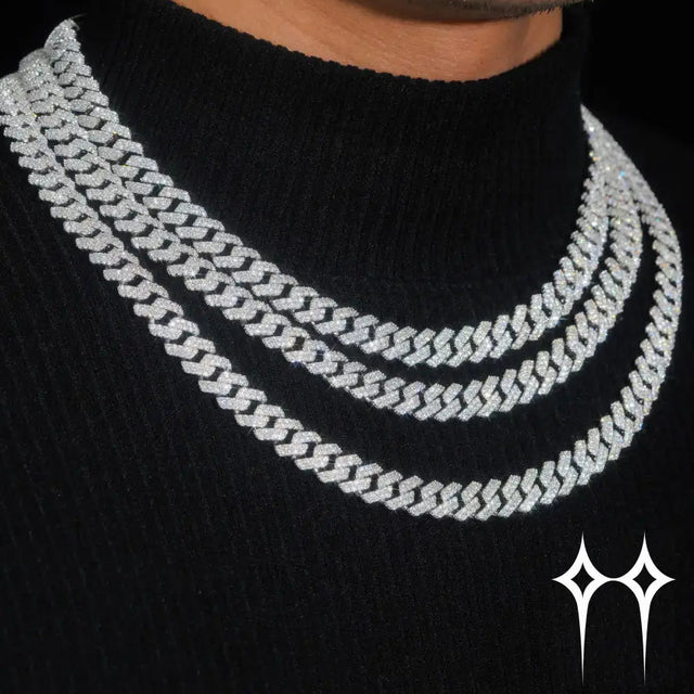 Ready to Ship 48H Shipping Pass Diamond Tester 925 Silver 10MM Two Row Regular Popular Moissanite Cuban Link Chain