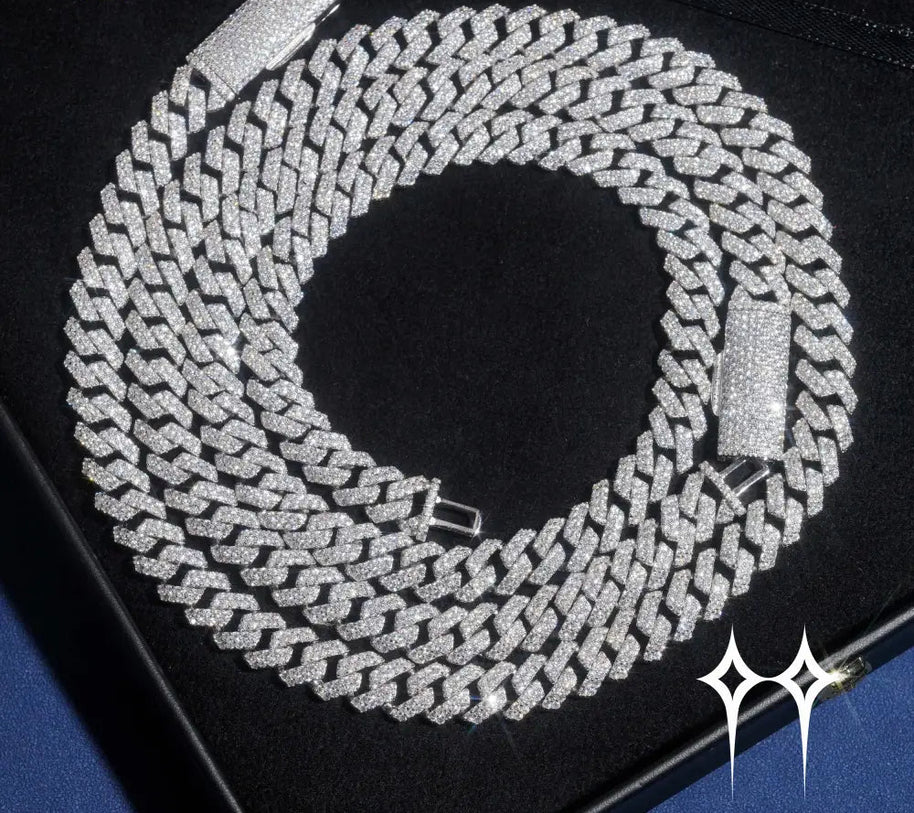 Ready to Ship 48H Shipping Pass Diamond Tester 925 Silver 10MM Two Row Regular Popular Moissanite Cuban Link Chain