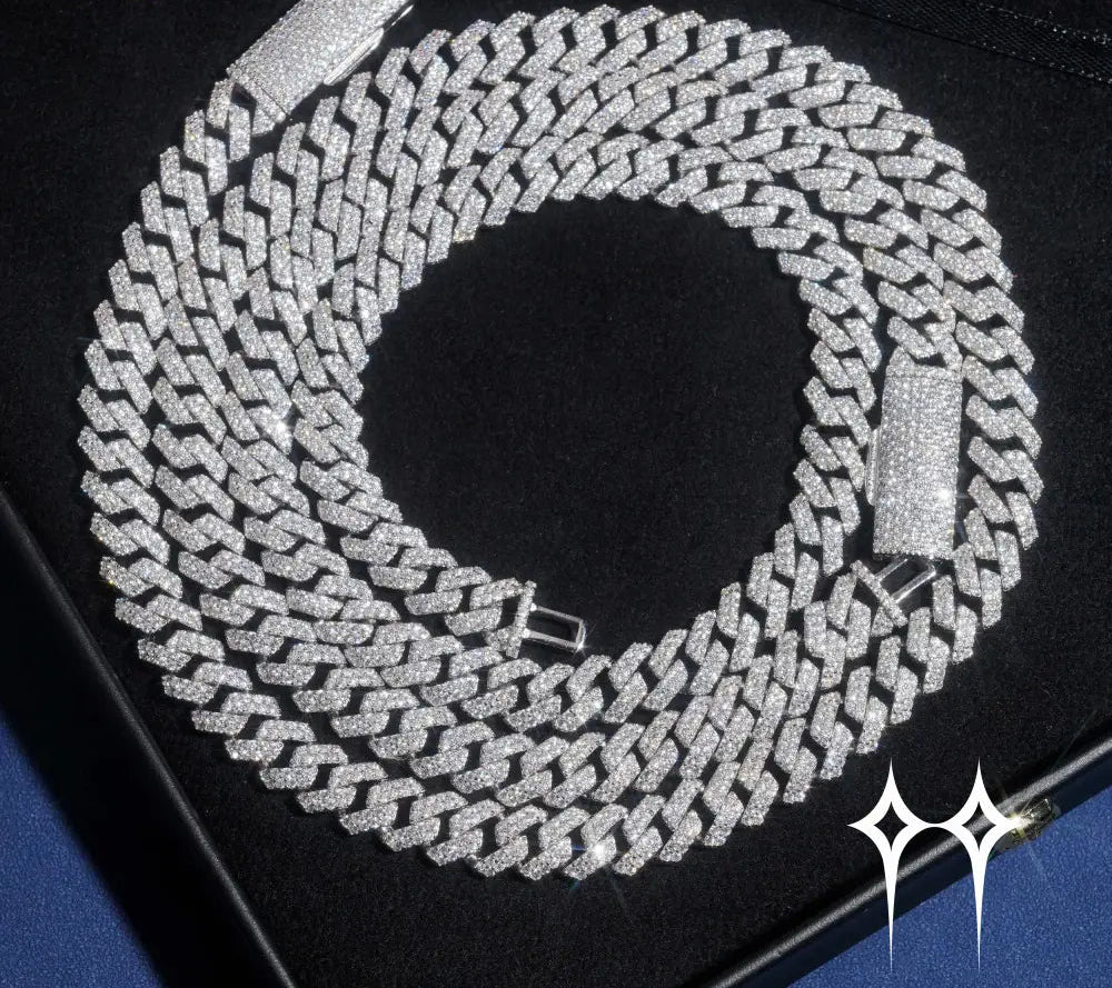 Ready to Ship 48H Shipping Pass Diamond Tester 925 Silver 10MM Two Row Regular Popular Moissanite Cuban Link Chain