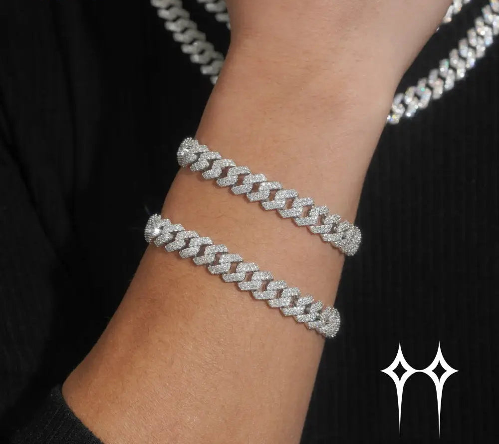 Ready to Ship 48H Shipping Pass Diamond Tester 925 Silver 10MM Two Row Regular Popular Moissanite Cuban Link Chain