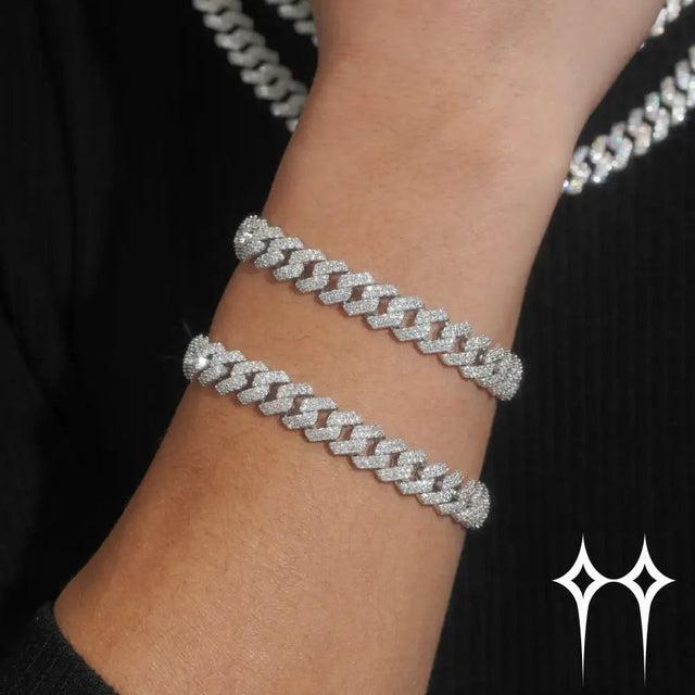 Ready to Ship 48H Shipping Pass Diamond Tester 925 Silver 10MM Two Row Regular Popular Moissanite Cuban Link Chain