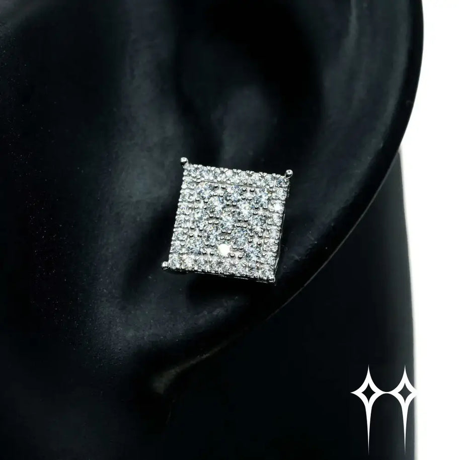 Pendientes de Diamante Moisanita de Forma Cuadrada - Plata 925