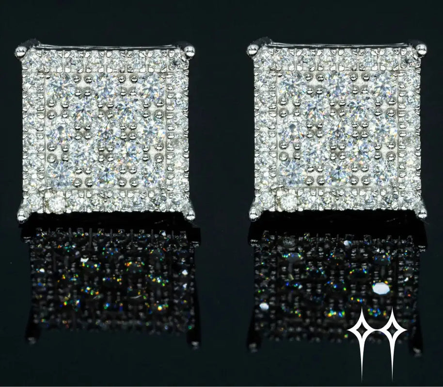 Pendientes de Diamante Moisanita de Forma Cuadrada - Plata 925 Plata