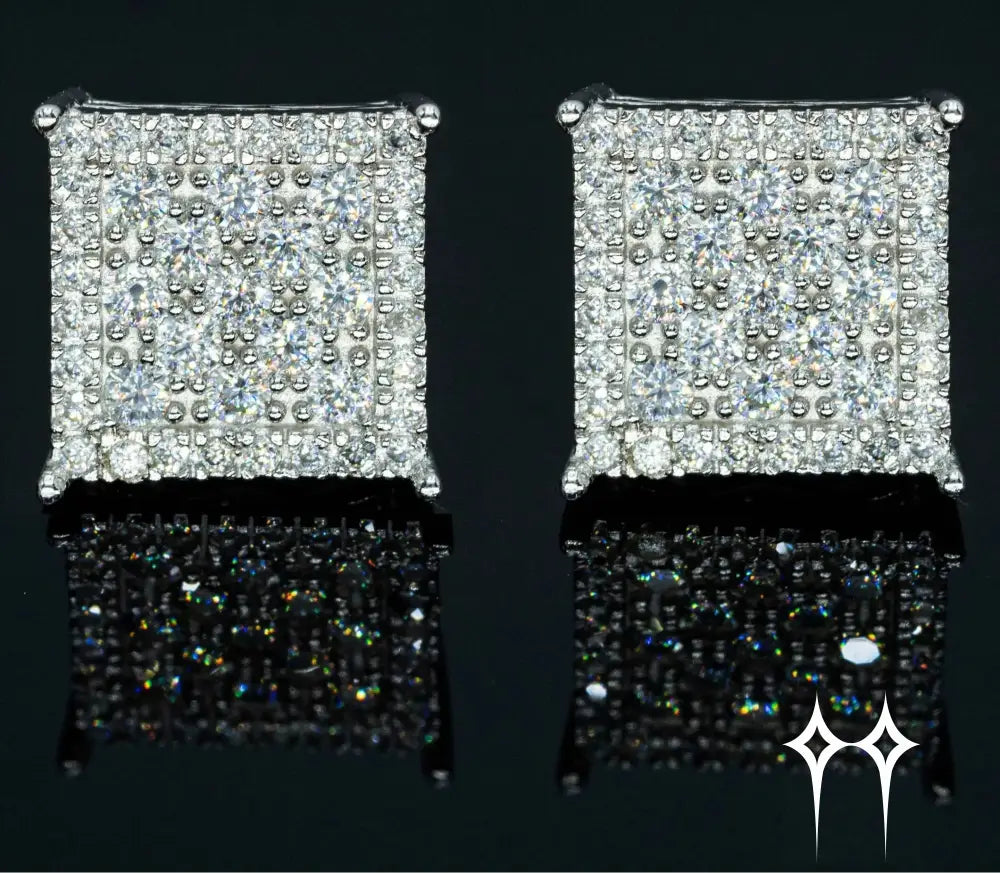 Pendientes de Diamante Moisanita de Forma Cuadrada - Plata 925 Plata