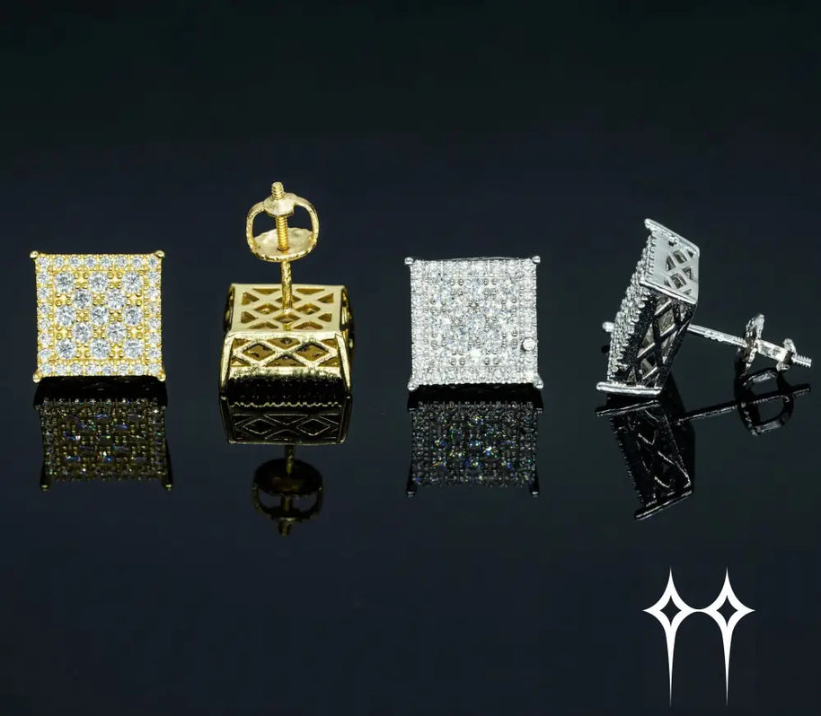 Pendientes de Diamante Moisanita de Forma Cuadrada - Plata 925