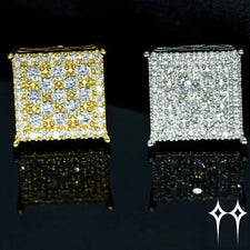 Pendientes de Diamante Moisanita de Forma Cuadrada - Plata 925