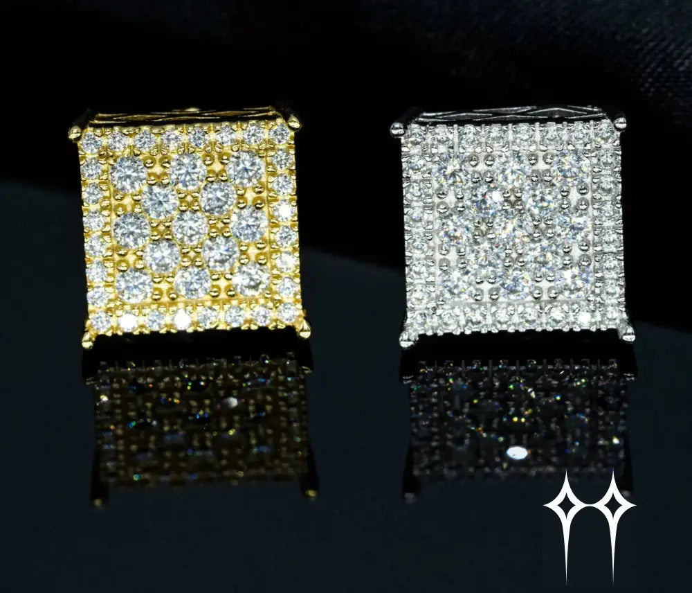 Pendientes de Diamante Moisanita de Forma Cuadrada - Plata 925