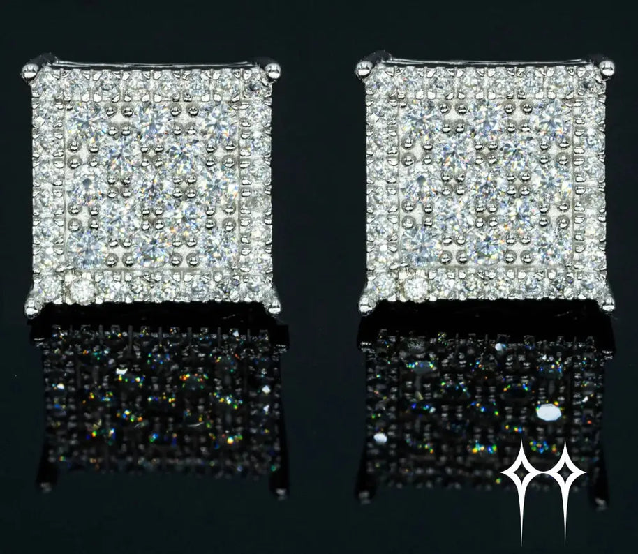 Pendientes de Diamante Moisanita de Forma Cuadrada - Plata 925