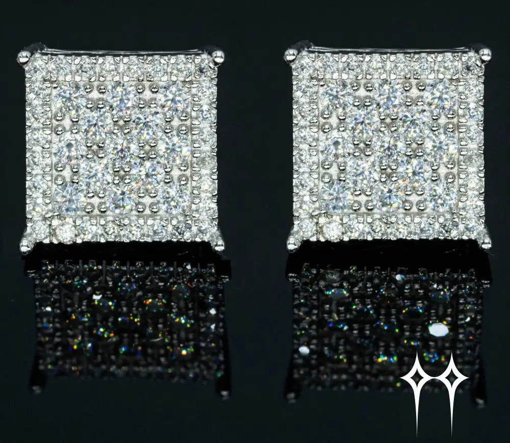 Pendientes de Diamante Moisanita de Forma Cuadrada - Plata 925