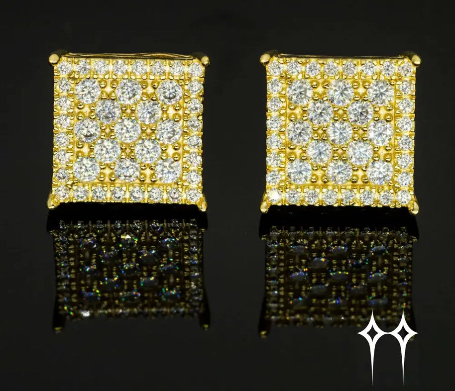 Pendientes de Diamante Moisanita de Forma Cuadrada - Plata 925