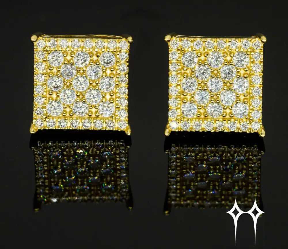 Pendientes de Diamante Moisanita de Forma Cuadrada - Plata 925 Oro
